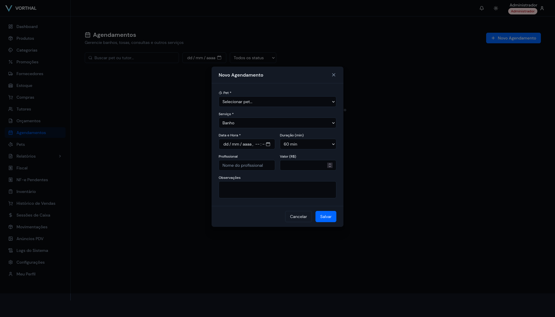 Agendamento de pet shop Vorthal One